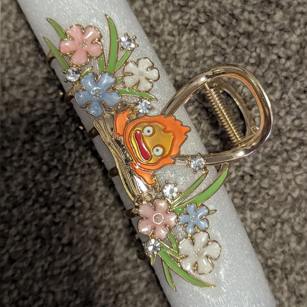 Studio Ghibli Howls Moving Castle Calcifer Fire Claw Clip Metal Strong Enamel